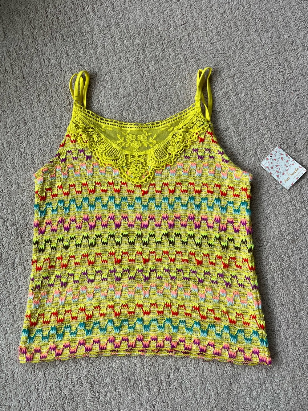 Free People Rochelle Heartbeat Crochet Tank Size Large NWT